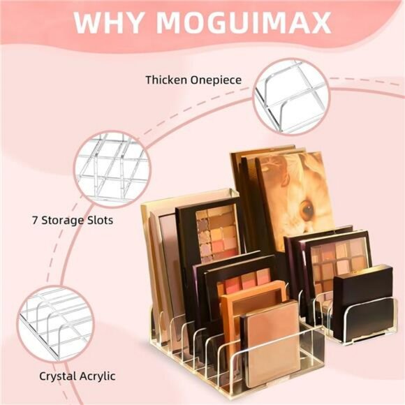 Clear Acrylic Eyeshadow Palette Organizer Makeup Display Holder Set of 2 - Picture 3 of 8